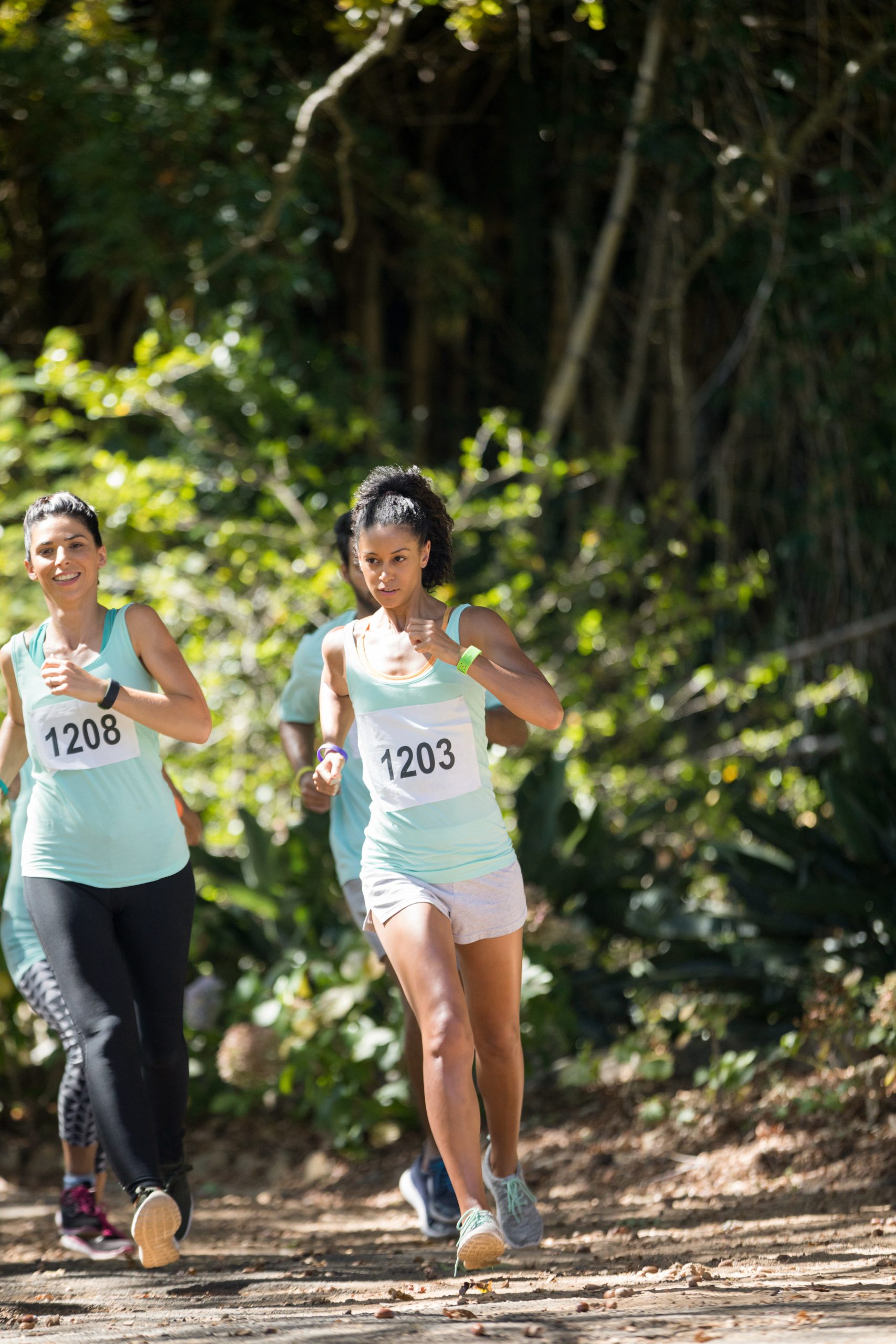 Marathon athletes running in the park